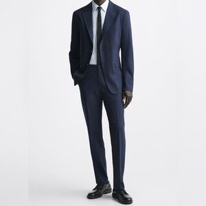 ZARA Men Navy Blue Pinstripe Suit Formal Business Holiday Pants Size 30